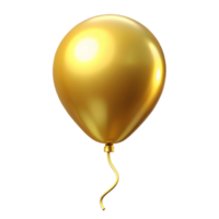 A single golden balloon floating on a black background, shiny and reflective surface, elegant and celebratory png