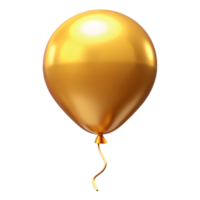 A Single Golden Balloon Isolated on a Black Background, Shiny and Reflective Surface, Celebration Decoration png