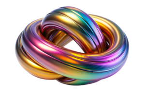 Abstract 3D Render of an Intertwined Metallic Knot with Iridescent Rainbow Colors png