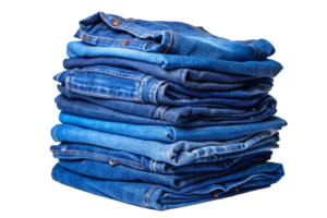 A neatly stacked pile of various shades of jeans denim pants png