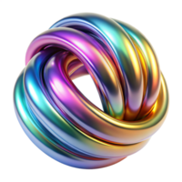 Abstract 3D Render of an iridescent multicolored knot design with vibrant colors and smooth surfaces png