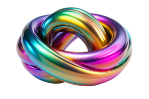 Abstract 3D Render of Intertwined Rainbow Colored Tubes Knotted Together png