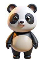 Adorable 3D Render of a Cartoon Panda Bear Cub Standing png