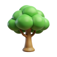 Cartoon 3D Render of a Green Tree with a Brown Trunk and Puffy Leaves png
