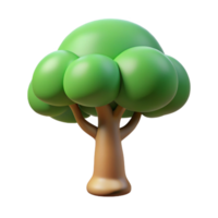 Cartoonstyle 3D Render of a Green Tree with a Brown Trunk and Rounded Foliage png