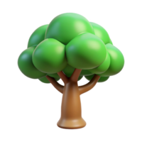 A charming 3D rendering of a cartoon tree with a round crown and brown trunk png