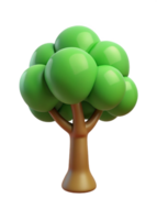 A charming 3D rendering of a cartoon tree with a lush green canopy and a sturdy brown trunk png
