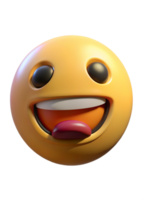 A 3D Render of a Happy Yellow Emoticon with its Tongue Sticking Out png