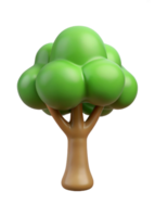 A charming 3D rendering of a cartoon tree with a whimsical design and bright green leaves png