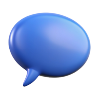 A 3D Render of a Glossy Blue Speech Bubble for Communication and Dialogue png