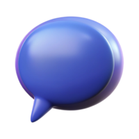 3D Render of a Glossy Blue Speech Bubble with a Tail for Communication Design png