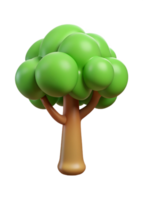 A charming 3D rendering of a cartoon tree with a whimsical design and bulbous green leaves png