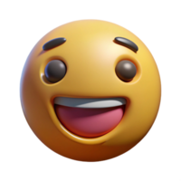 A 3D Render of a Happy Yellow Emoticon with a Big Smile and Open Mouth png