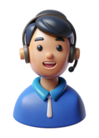3D Render of a Smiling Customer Service Agent Wearing Headset png