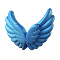 3D Render of a Pair of Cartoonish Blue Wings on Black Background png