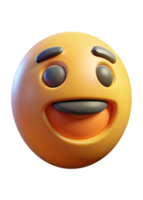 A 3D Render of a Happy Smiling Yellow Emoji Face with Gray Eyebrows and Eyes png