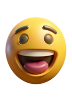 A 3D Render of a Happy Emoticon with a Wide Open Mouth and Tongue Showing png