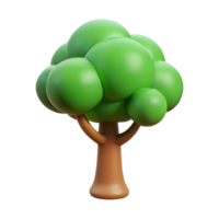 A charming 3D rendering of a cartoon tree with a rounded crown and a brown trunk png