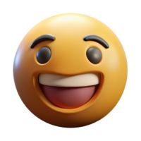 A 3D Render of a Happy Emoticon with a Wide Open Smile and Dark Eyes png