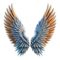 Stunning 3D Render of Majestic Silver and Gold Wings on Black Background png