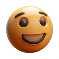 A 3D Render of a Happy Orange Emoticon with Dark Eyebrows and a Wide Grin png
