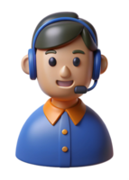 3D Render of a Friendly Customer Service Representative Cartoon Character Wearing a Headset png