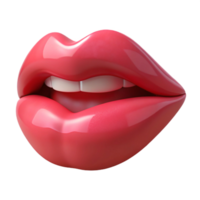 3D Rendered Pair of Glossy Pink Lips Slightly Open Showing Teeth png