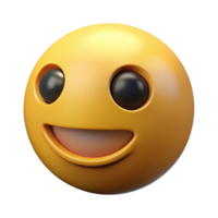 3D Render of a Happy Yellow Emoticon with Big Eyes and a Wide Smile png