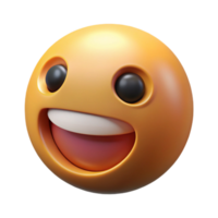 A 3D Render of a Happy Yellow Emoticon with a Wide Open Smile and Big Eyes png