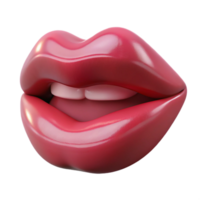 A 3D rendering of a luscious pair of pink lips slightly parted showing teeth and tongue png