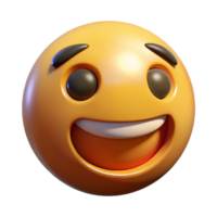 A 3D Render of a Happy Smiling Emoji Face with Big Eyes and Wide Grin png