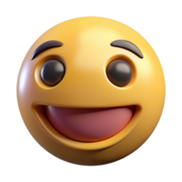 A 3D Render of a Happy Yellow Emoticon with a Wide Grin and Big Eyes png