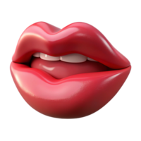 A 3D Render of Glossy Red Lips Slightly Open Showing Teeth png