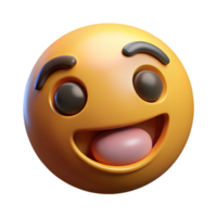 A 3D rendered emoticon showing a happy face with a big smile and tongue sticking out png