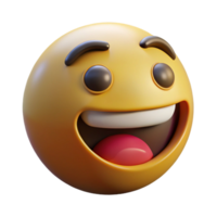 3D Render of a Happy Smiling Emoji with Big Eyes and Open Mouth png