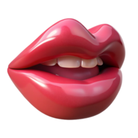 Closeup of a 3D Rendered Glossy Pink Lip Shape Slightly Open Showing Teeth png