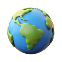 Stylized 3D Render of a Cartoon Earth Globe Showing Continents png