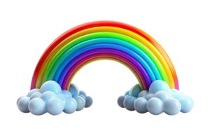 vibrant rainbow arching over fluffy clouds against a black background png