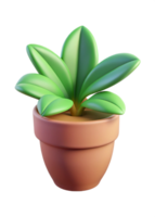 A charming 3D render of a potted plant with vibrant green leaves and a terracotta pot png