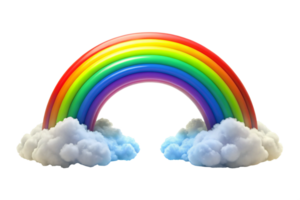 Vibrant Rainbow Arching Over Fluffy White Clouds Against a Black Background png