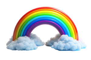 Vibrant Rainbow Arcing Over Fluffy White Clouds against a Black Background png