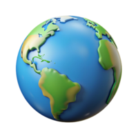 A stylized 3D rendering of planet Earth showing continents and oceans png