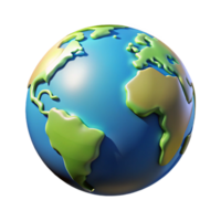 Stylized 3D Render of Planet Earth Showing Continents and Oceans png