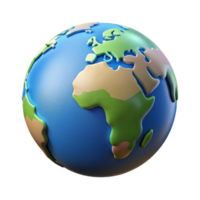 A Cute 3D Render of Cartoon Earth Globe Showing Continents png