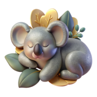 beautiful classic Sleeping Koala Silhouette Eucalyptus Tree Background Isolated for Cute Animal Imagery png