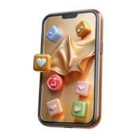 dramatic creative Smartphone with Social Media Notifications Transparent for App Design premium png