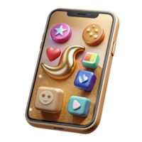 elegant minimalist Smartphone with Social Media Notifications Transparent for App Design original png