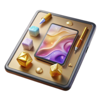 stunning minimalist Tablet with Digital Art Software Creative Drawing Isolated for Illustration genuine png