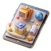 serene rustic Tablet with Online Education App E-learning Isolated for Distance Learning detailed png