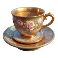 elegant classic Vintage Teacup Floral Design Isolated for Cafe Branding high resolution png